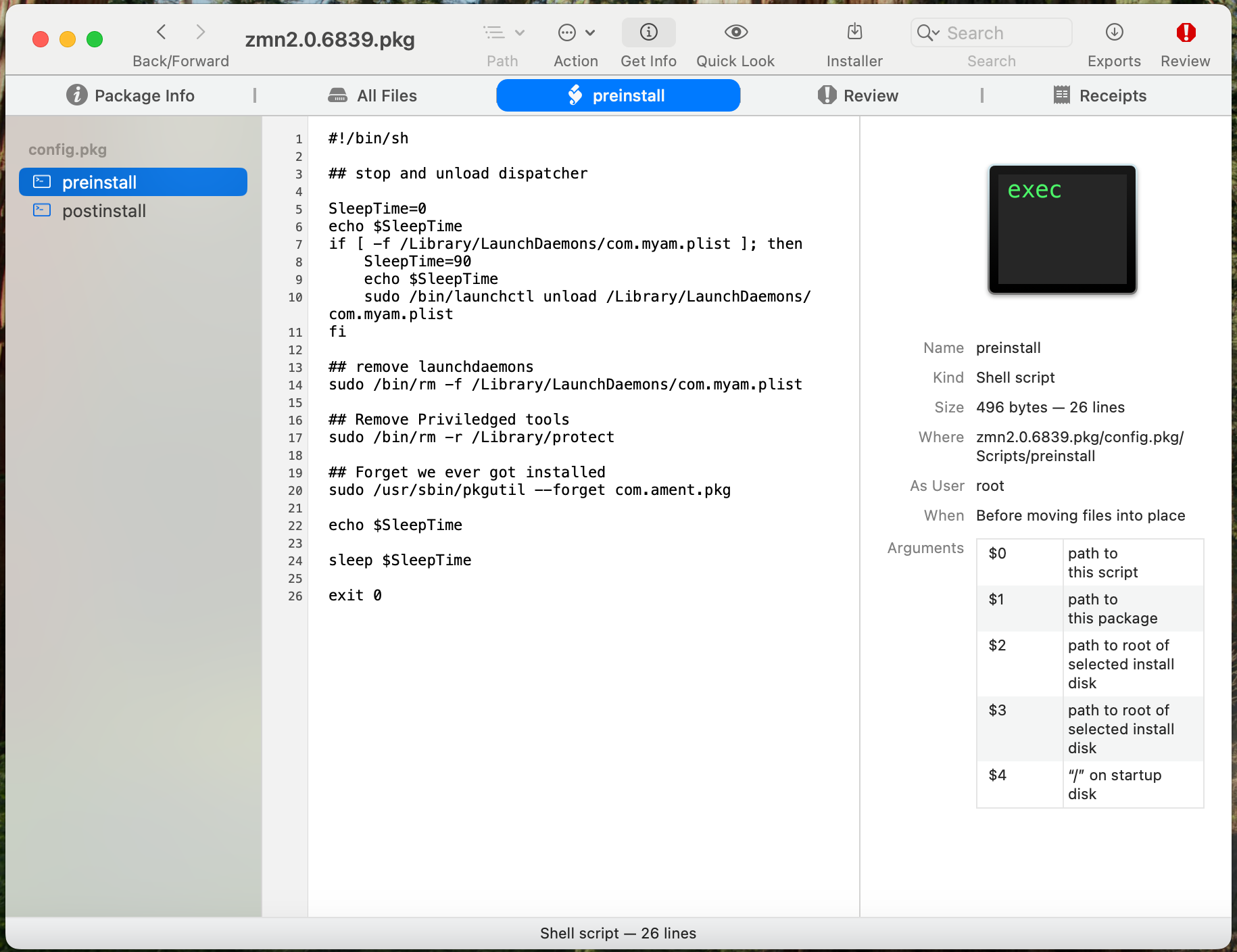 suspicious package all scripts view