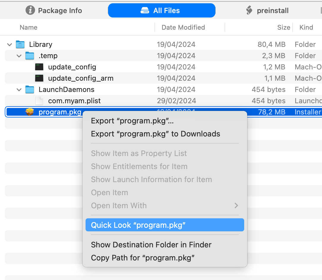 suspicious package open nested installer